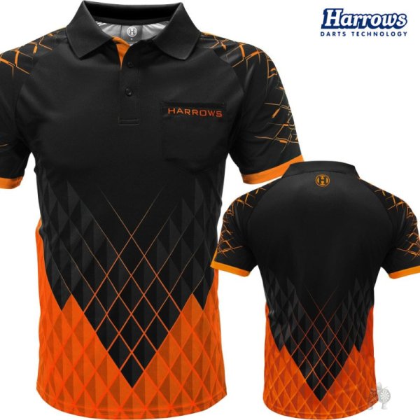 画像1: ダーツシャツ Harrows ハローズ Paragon Dart Shirt - with Pocket - Black & Orange (1)