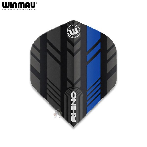 画像1: フライト Winmau ウィンマウ RHINO アローフェザー ブラック＆ブルー 100ミクロン (1)