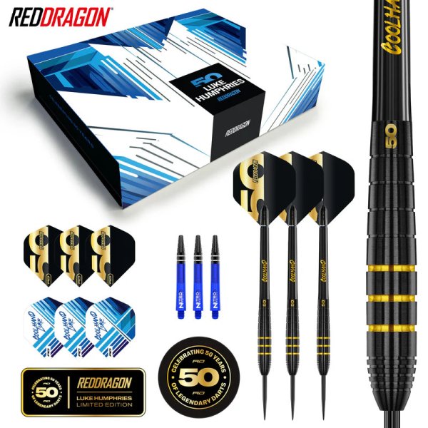 画像1: NEW ハードダーツ RedDragon  50 Year リミテッド エディション ルークハンフリーズ Luke Humphries プレイヤー ボックス 22g (1)