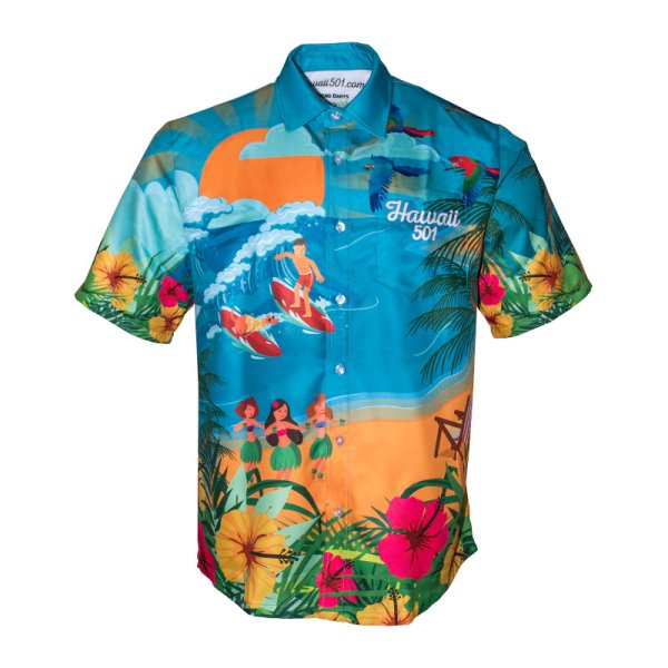 画像1: 特価 ウェイン マードル ハワイアン シャツ Wayne Mardle Hawaiian Shirt (1)