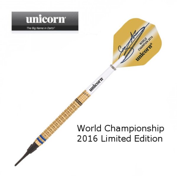 画像1: ソフトダーツ Unicorn ユニコーン ギャリーアンダーソン ワールドチャンピオンシップ リミテッドエディション ゴールド Gary Anderson World Championship 2016 Limited Edition Gold 18g 2BA (1)