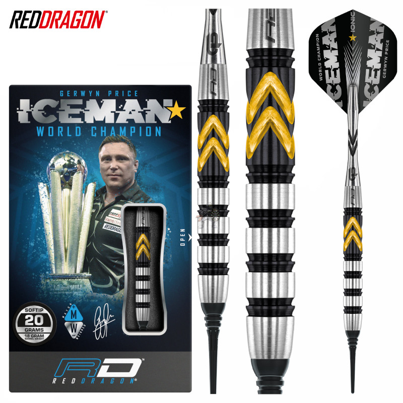 RED DRAGON Gerwyn Price Iceman Black SE 22 g-フライト&シャフト付